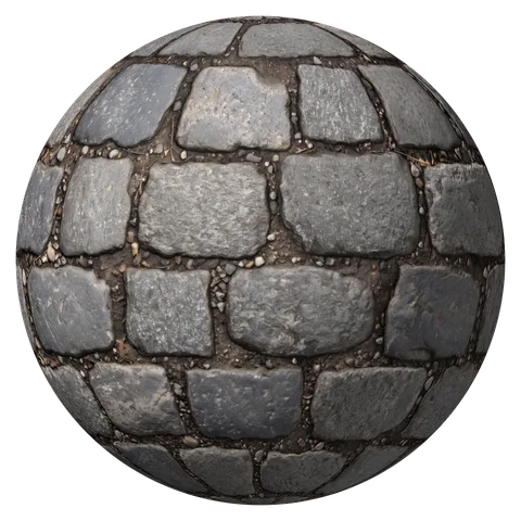 Cobblestone material ball lit with its AI normal map
