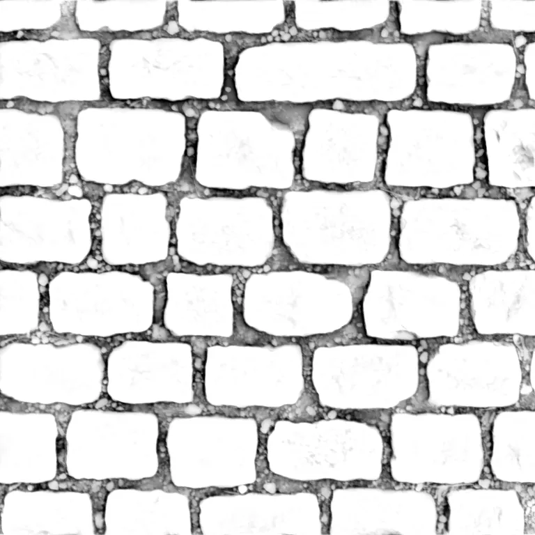 Ambient occlusion map of the cobblestones, dark gaps between white stones