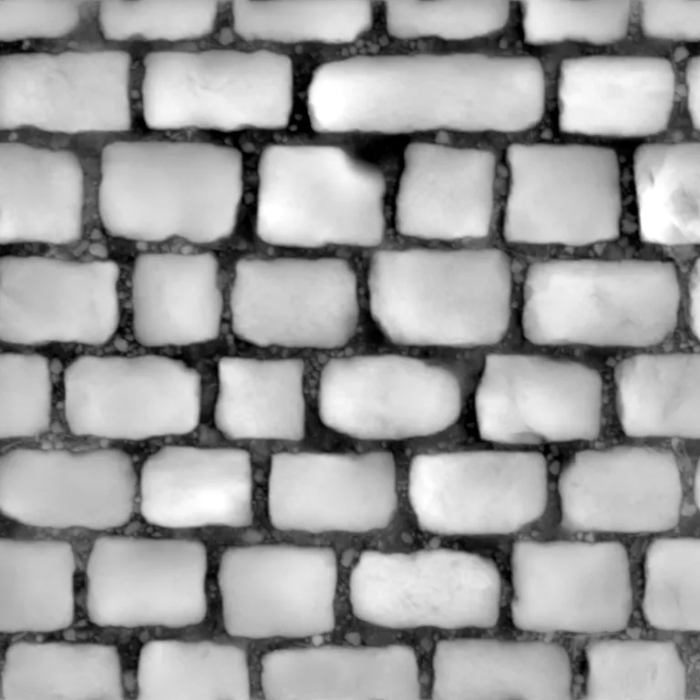 Height map of the cobblestones, raised stones in white
