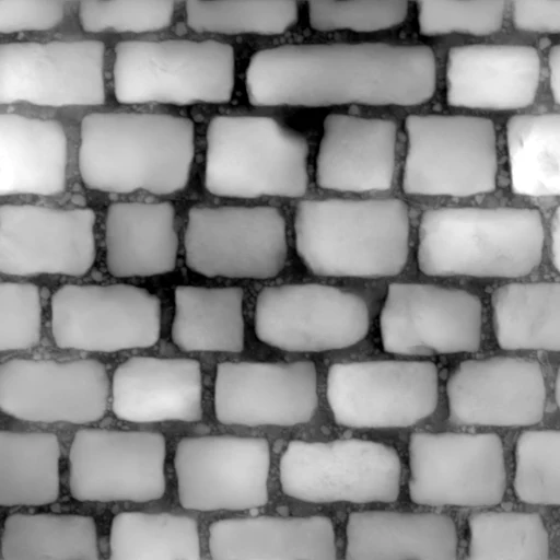 Displacement map rebuilt from the same normal map, white stones and dark gaps