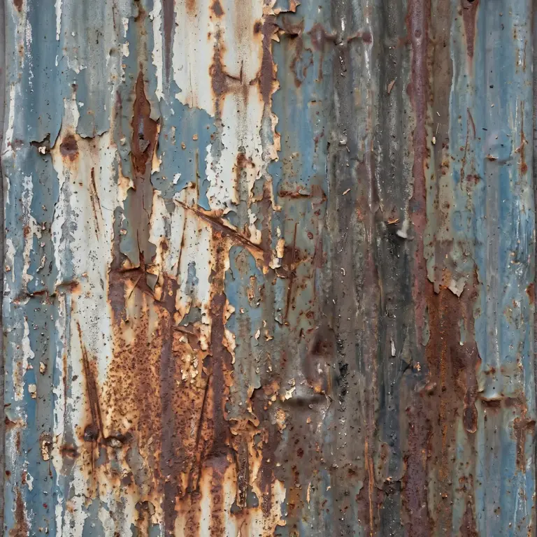 Rusty metal with flaking blue paint, the sample texture